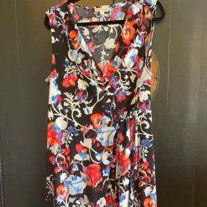 Dana Buchman  XL V-Neck Faux Wrap Black Floral